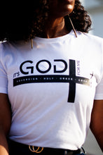 Load image into Gallery viewer, It’s God For Me White with Black Cross Tee
